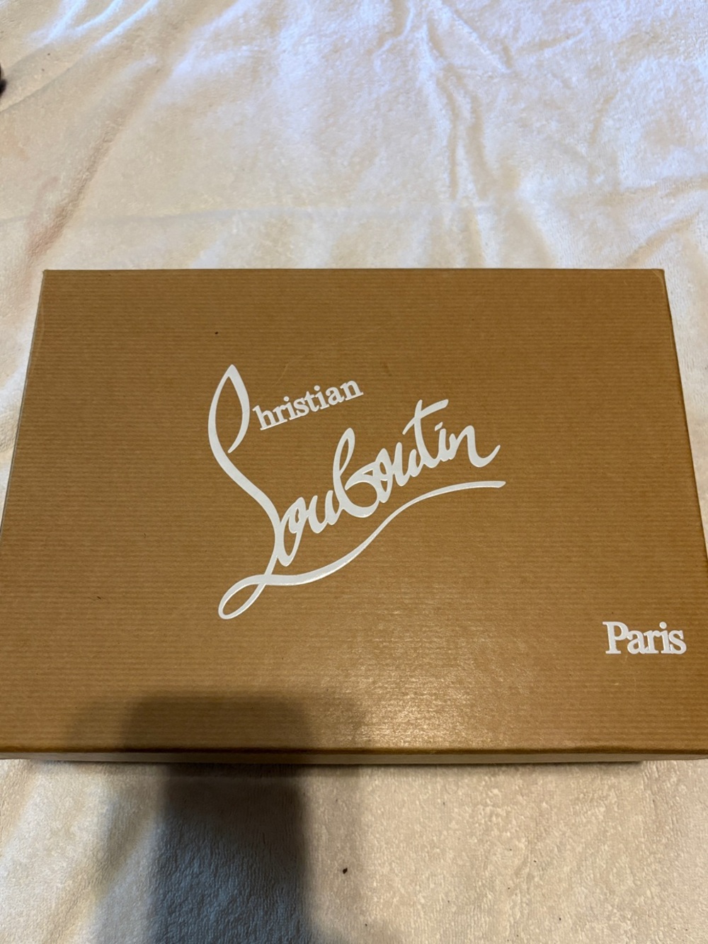 Christian Louboutin Brown and White Logo Shoe Box